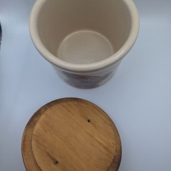 Roseville Crock Lid 1 Pint Low Small Painted Bear USA Made Pottery Canister Ohio - Picture 6 of 8